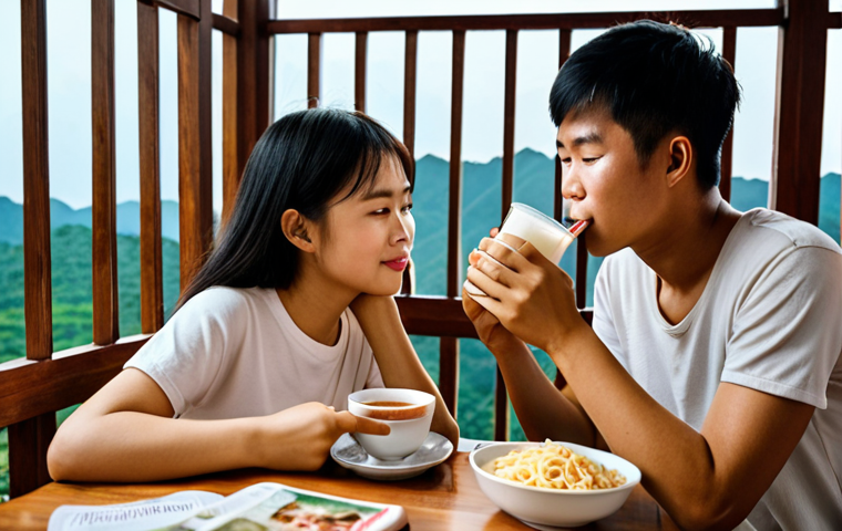 The Heart of Emotional Connection**
A heartwarming, authentic scene featuring diverse Vietnamese people experiencing relatable everyday moments. A young student sips milk tea while studying, a warm family shares a meal of instant noodles, and a young person, wearing stylish, modern sneakers, looks out from a scenic viewpoint, contemplating their journey. The lighting is soft and warm, evoking a sense of comfort, companionship, and cherished memories. Subtle, modern Vietnamese product branding can be subtly integrated without being overtly commercial. High-quality, realistic photography.
**